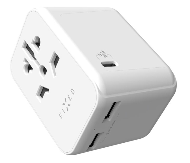 FIXED Voyager World Adapter 1xUSB-C/2xUSB GaN 30W biały - 1249175 - zdjęcie